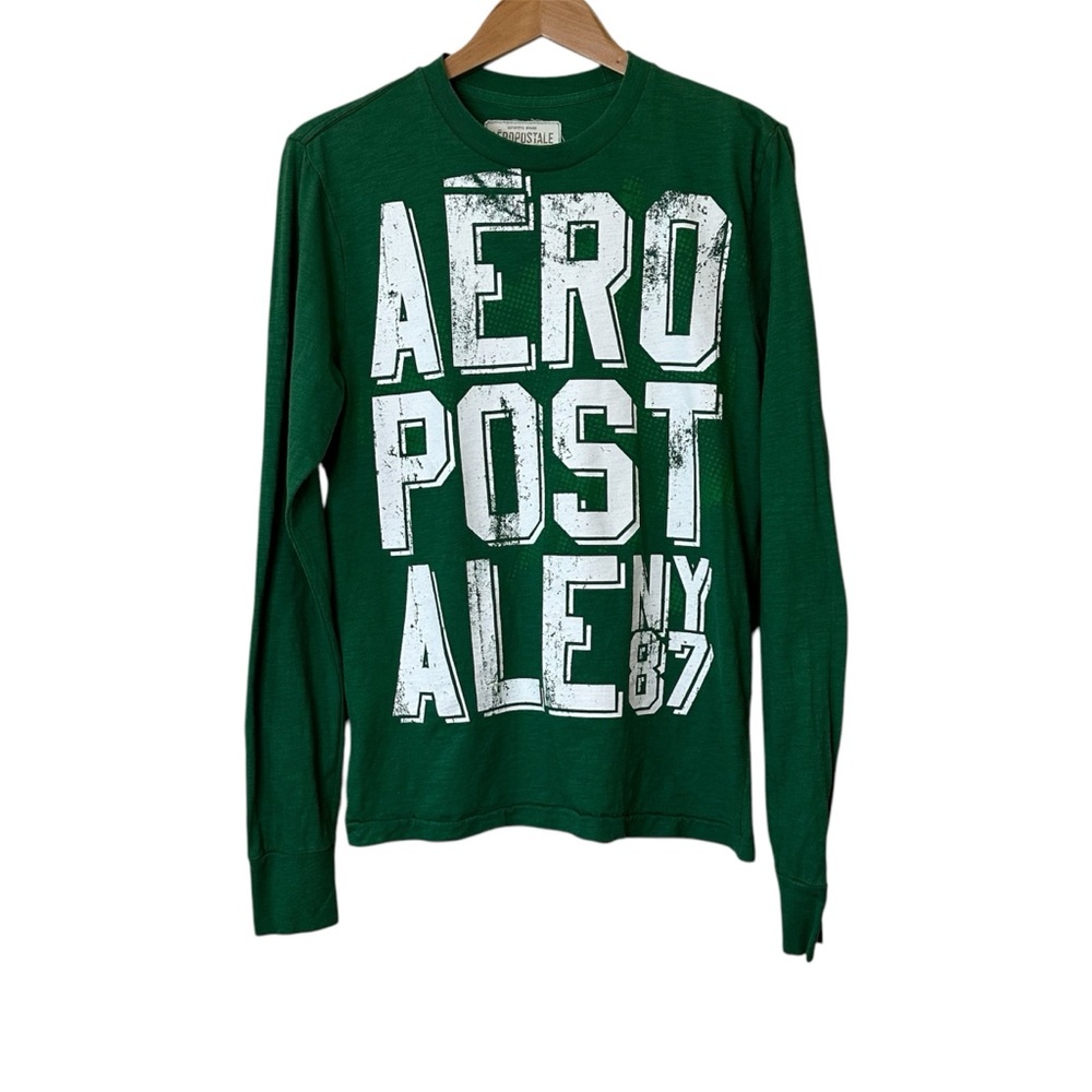 Aeropostale Men’s Graphic Green Long Sleeve T-shirt Medium
